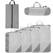 Ensemble de 6 cubes de rangement compressibles, organisateurs de bagages ultralégers comprenant 5 sacs et 1 sac à chaussures, compatibles avec les