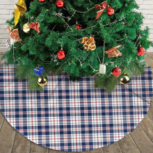Jupe de sapin de Noël, 76 cm, motif tartan rouge et bleu, pour décorations et ornements de Noël