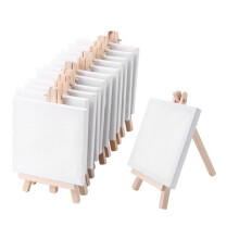 4x4 hüvelykes mini vászon és 8 * 16 cm-es mini fa festőállványkészlet festéshez, rajzhoz, iskolai hallgatói művészkellékekhez, 12 darabos