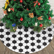Jupe de sapin de Noël, ballon de football blanc et noir de 91 cm (36 pouces) pour décorations et ornements de Noël