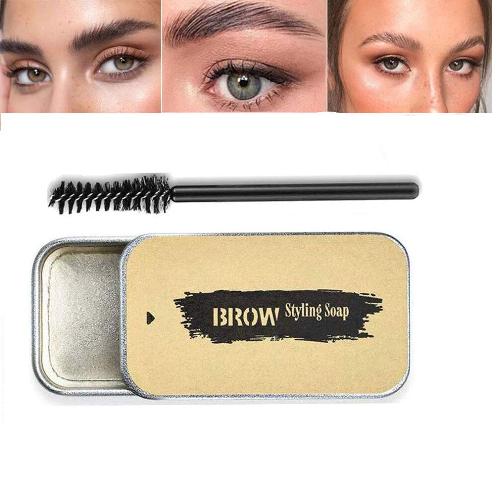 Yellow Eyebrow Soap Kit With Clear Brow Pomade, Long Lasting Waterproof Styling For Natural Brows (Yellow)