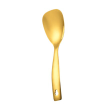 Gold 304 Stainless Steel Slotted Serving Spoon with Ergonomic Square Handle for Kitchen and Restaurant