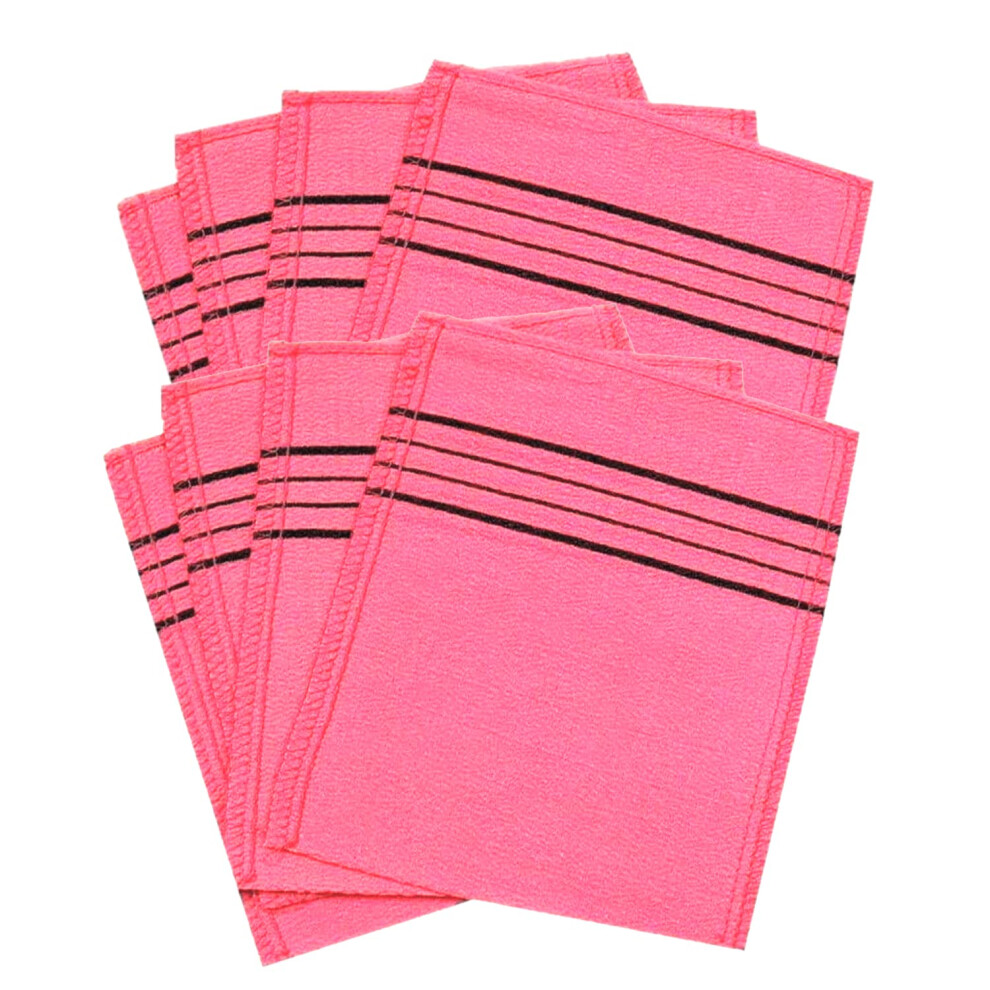 Red 8 Pcs Korean Exfoliating Mitt Washcloth Gloves For Gentle Deep Cleansing Body Â Medium