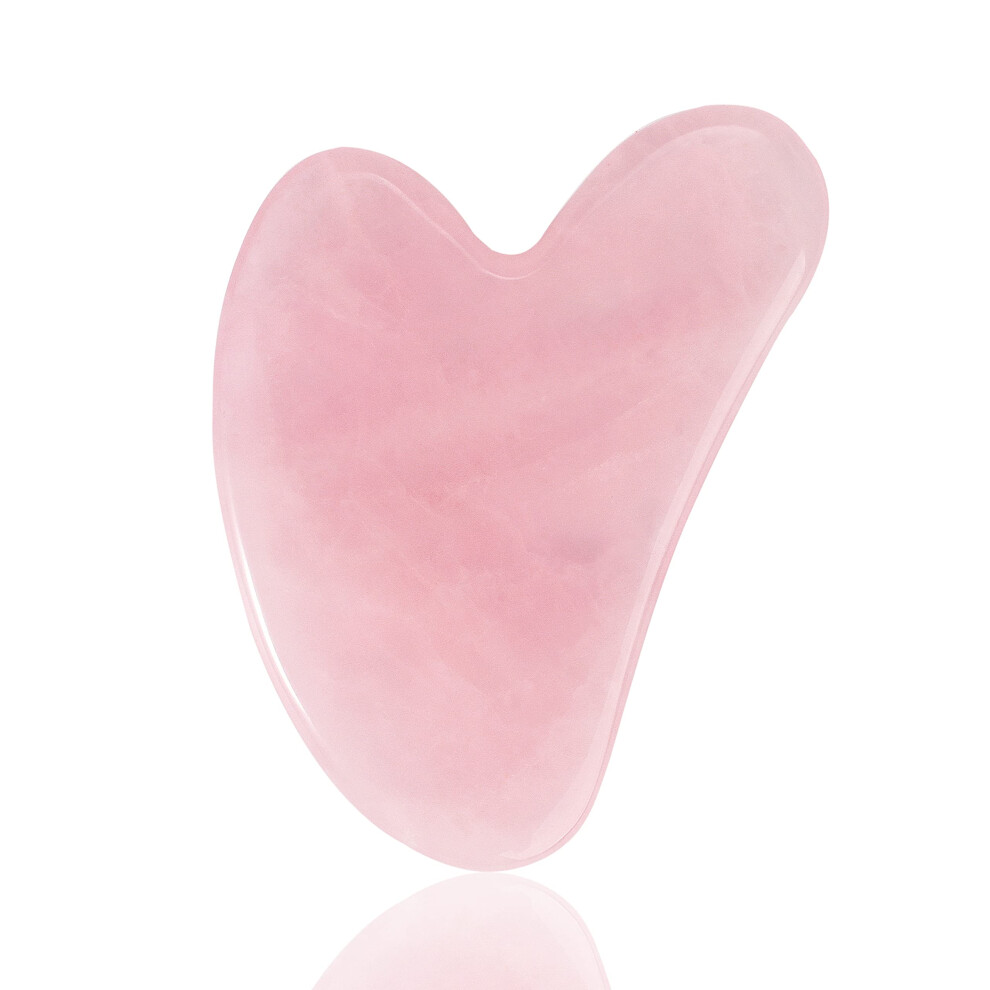 Rose Quartz Gua Sha Jade Facial Tool for Wrinkle Reduction, Skin Tightening and Neck Firming