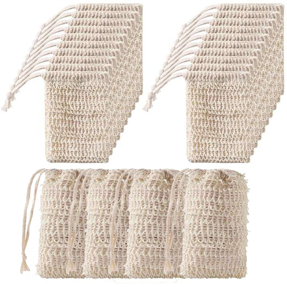 Sisal Soap Bag for Shower and Bath, Natural Exfoliating Pouch with Drawstring, 36PCS