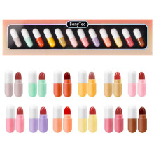Mini Lipstick Set 12 Colors Matte Waterproof Capsule Lipstick with Rich Color Payoff for Travel