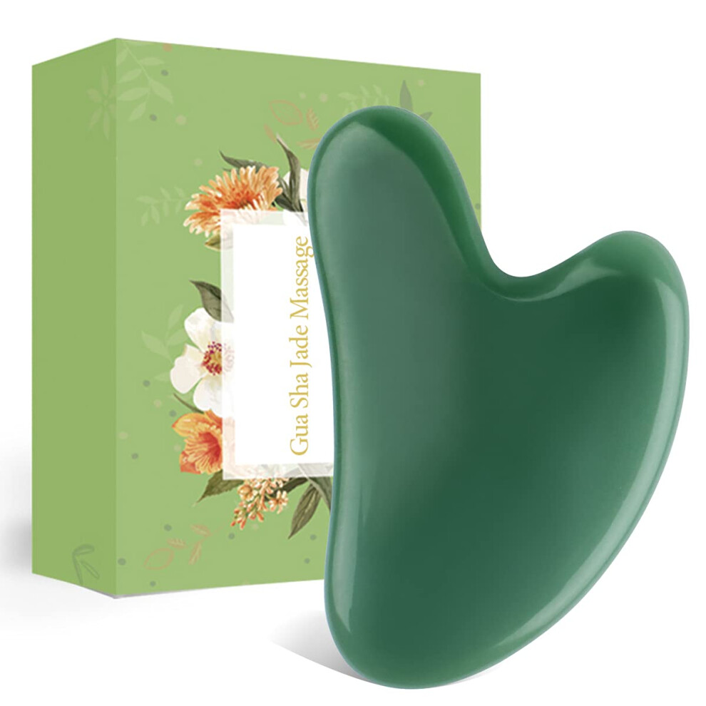 Heart Shaped Quartz Jade Gua Sha for Facial Tension Relief, Puffiness Reduction and Skin Firming