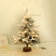 Mini albero di Natale floccato verde, decorazione da tavolo, accessori per le feste, compatibile con i saldi natalizi.