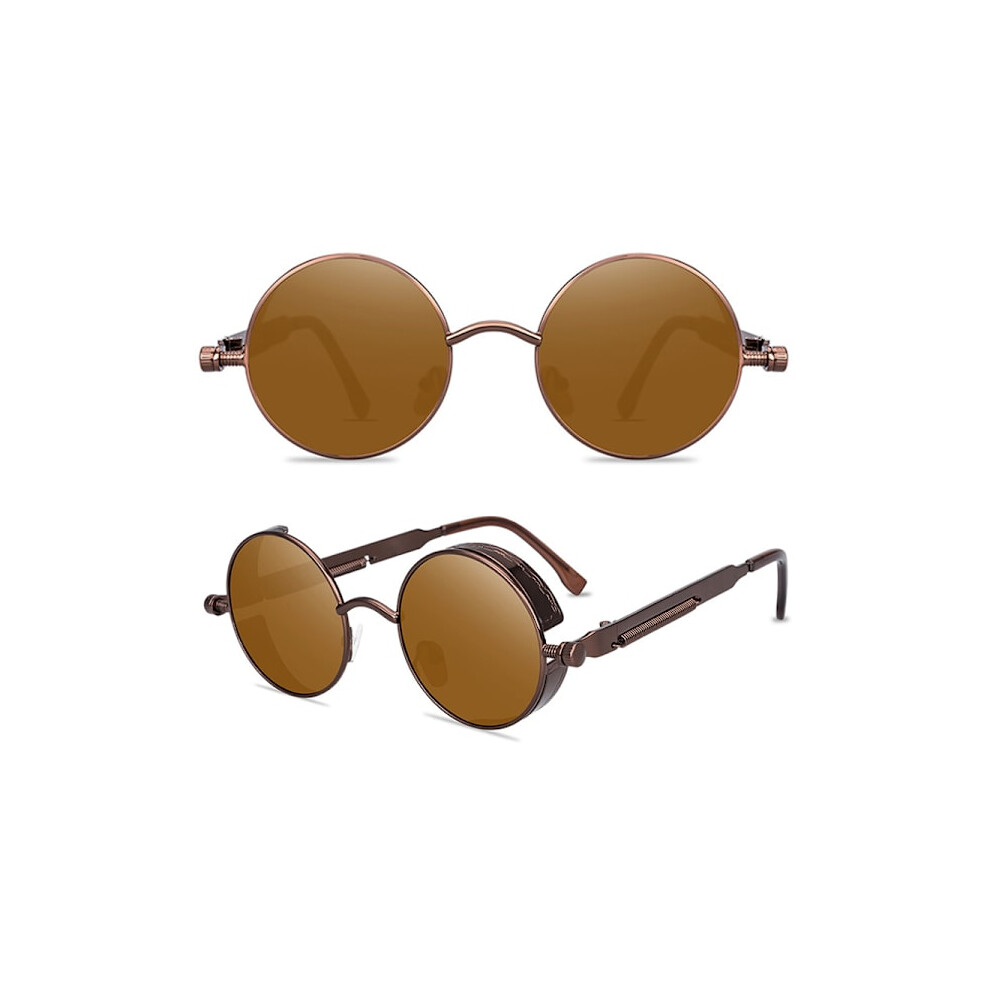 Round Sunglasses Fashion Circle Ozzy Hippie Glasses Brown Frame Brown Lenses