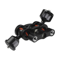 Soporte de brazo doble, soporte de brazo giratorio para cardán de cámara con tornillo de 1/4 de pulgada