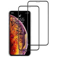 2 protectores de pantalla de plexiglás templado 20D compatibles con iPhone 11/Xr, color negro, "Transparente" "Transparente"