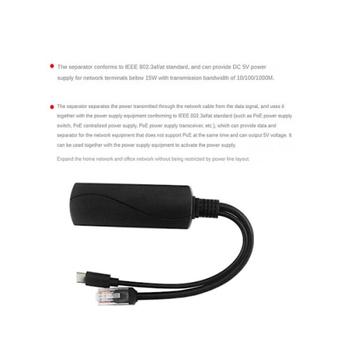 Διαχωριστής Gigabit PoE5v3a1000mbps Type-c Power Over Ethernet για για για κάμερα IP για 2