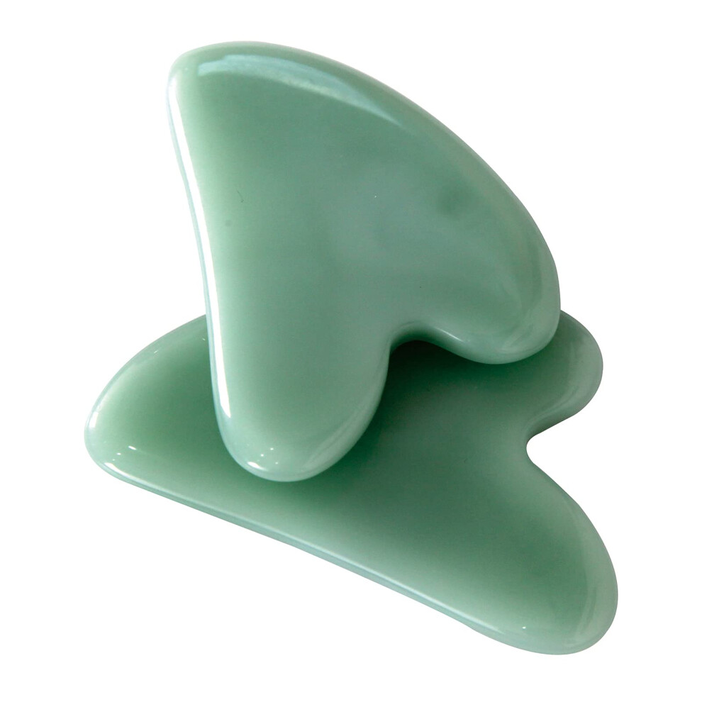 2PCS Gua Sha Jade Stone Facial Massage Tool Set, Ergonomic Jade Design for Facial Sculpting and Skincare