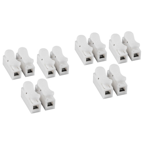 Conector electric cu 6 căi, tip împingător, alb