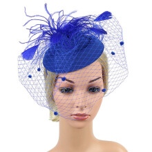 Kvinder Retro Fjer Blomster Hår Fascinator Hat Fest Bryllup, Blå