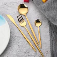 Roestvrijstalen servies: Westerse vork en lepel (4-delige set), Europees steak- en vorkservies (goudkleurig), bakvormenset, keukengereedschapset.