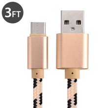 FREEDOMTECH USB C till USB A-kabel, 90 cm flätad nylonsladd för snabbladdning, kompatibel med Samsung Galaxy Note8/S8/S8+, Apple New MacBook,