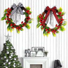 Decorazioni natalizie per albero di Natale Jacenvly in offerta, ghirlanda in rattan con fiocco, ghirlanda di frutta rossa, decorazioni da appendere