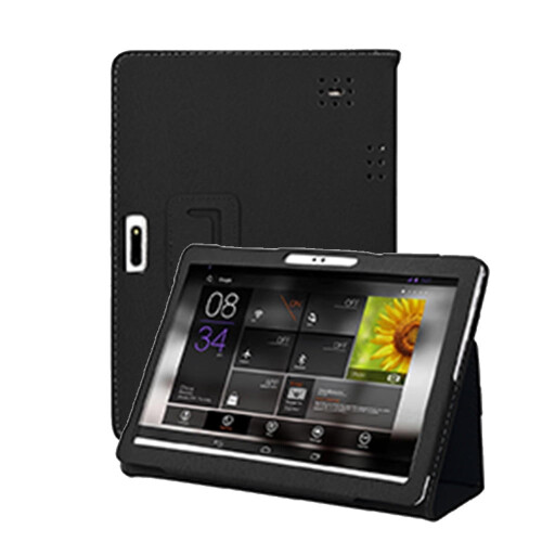 Capa universal tipo folio em couro com suporte para tablets Android de 10 e 10,1 polegadas.