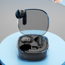 Sluchátka Jacenvly s mikrofonem, HiFi zvukem a True Stereo, digitálním displejem, průhledným nabíjecím pouzdrem, Bluetooth sluchátka
