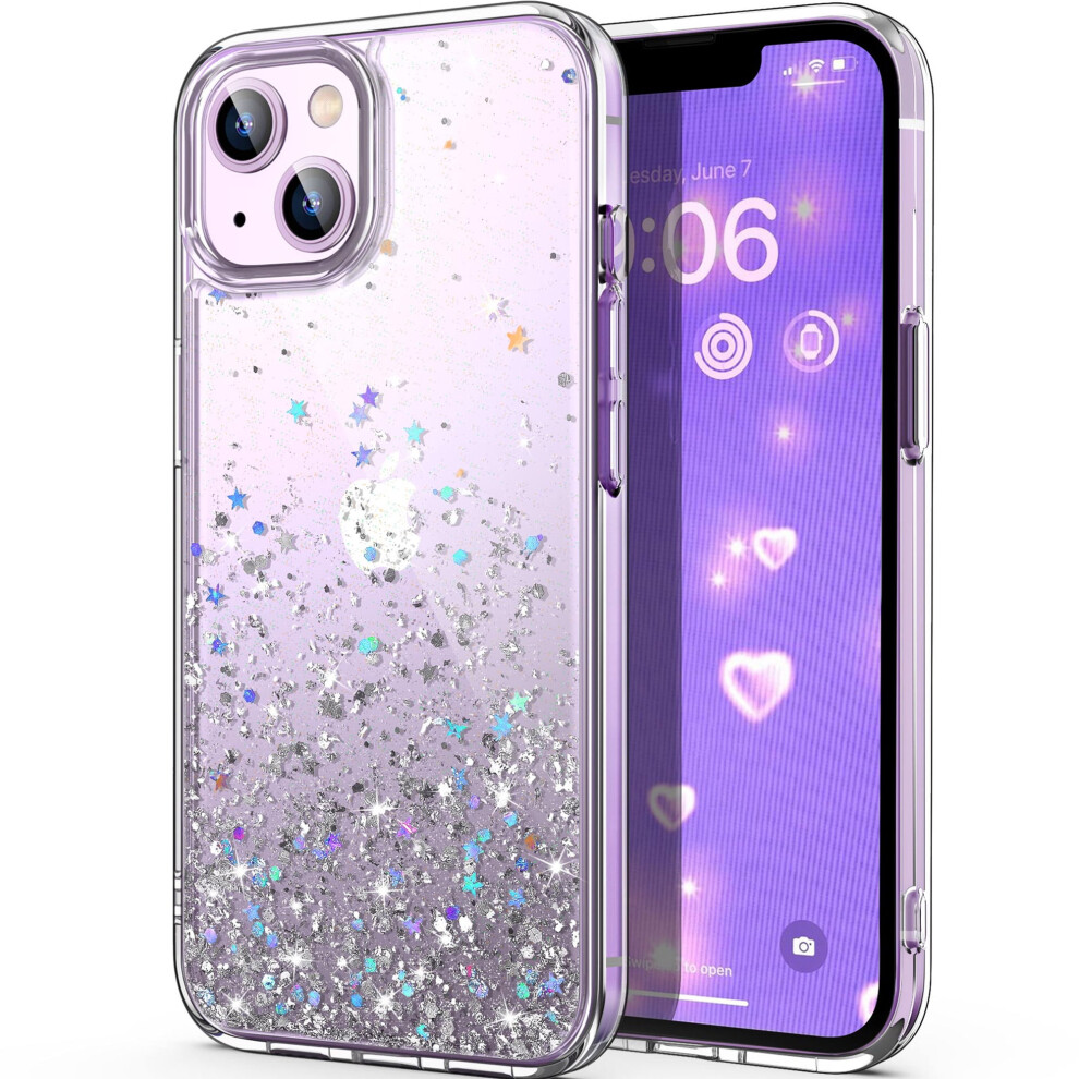 Glitter Case For Iphone 14 Plus, Clear Slim Shockproof Bumper Compatible With Apple Iphone 14 Plus 2022, Stars For Women Girls Silver 9048212778745