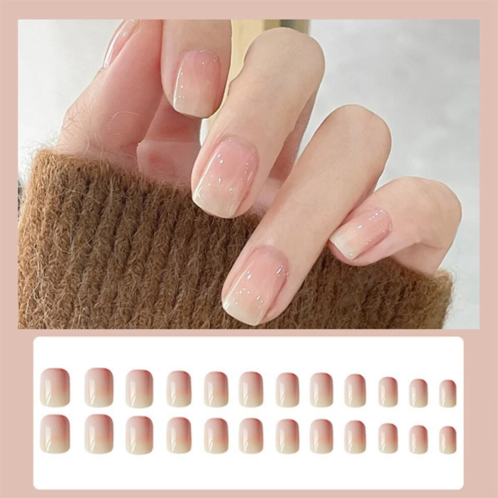 24 Pieces Short False Nails Press-on Nails Glitter Manicure Nail Patches 10ml