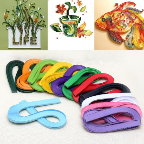 JUNTEX120Χαρτί Quilling με ρίγες, μονόχρωμο χαρτί Origami, πλάτος 5 χιλ., χειροτεχνίες DIY 1