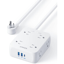 Stiall Chumhachta Cosantóir Borrtha 2000J, Corda Síneadh Babhta 5 troigh, Síneadh Asraon 8AC le 2 Chalafort USB A agus 1 Chalafort USB C