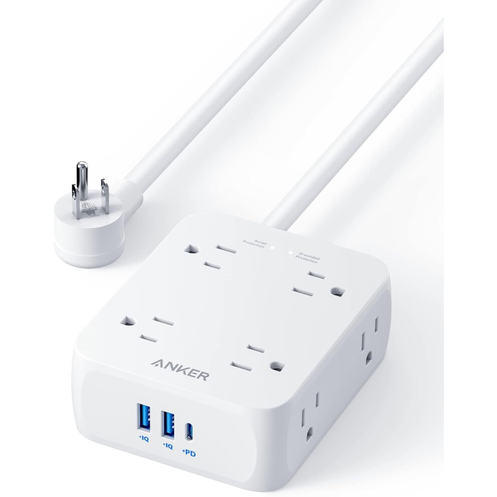 Surge Protector Power Strip 2000J, 5Ft Round Extension Cord, 8 Ac Outlet Extender With 2 Usb A Ports And 1 Usb C Port 9048212828631