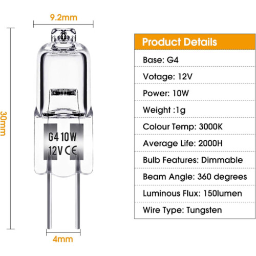 G4-Halogenlampen 10W 12V – Warmweiß – 20er-Packung 1