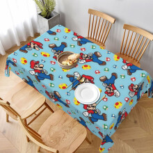 Mario Rectangular Tablecloth Water Resistance Antiwrinkle Spillproof Soft Fabric Table Cloth 60"X90"