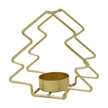 Portacandele in ferro a forma di albero di Natale color oro, perfetti per decorare la tavola durante le feste e come regalo per la casa.