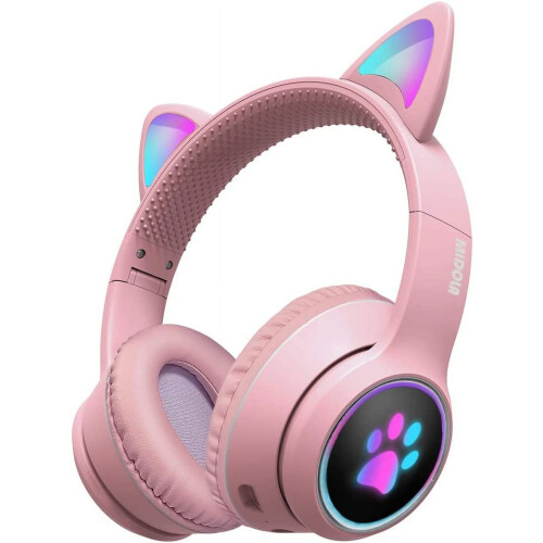 Ακουστικά Bluetooth 5.0 για παιχνίδια με αυτί γάτας, πτυσσόμενα, με AUX 3.5 χιλ., για