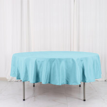 Față de masă rotundă Efavormart, 90" (albastru deschis), en-gros, din poliester, pentru decorarea petrecerilor de nuntă, bucătărie, mese,