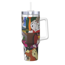 Pahar de călătorie Bugs Bunny, Ice King, 40 oz (cu mâner și pai), din oțel inoxidabil, cu capac 2 în 1