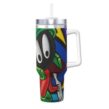 Pahar de călătorie Bugs Bunny, Ice King, 40 oz (cu mâner și pai), din oțel inoxidabil, cu capac 2 în 1