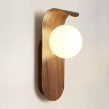 Aplica de perete nordică cu glob de sticlă cu textură de nuc, lampă de perete geometrică din fier pentru dormitor, decor pentru sufragerie, corp