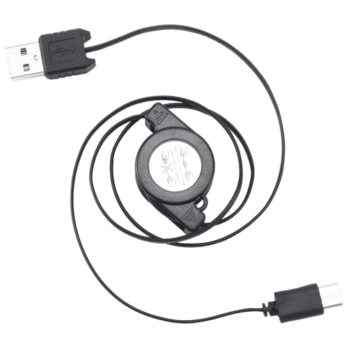 3X USB Type C USB3.1 Ανασυρόμενο καλώδιο φόρτισης, καλώδιο φόρτισης τύπου C USB-C, μαύρο 2