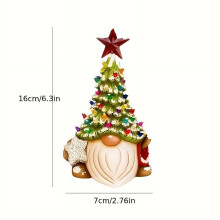 buc. Statuie de brad de Crăciun pitic din rășină de 16 cm, artizanat creativ din miniatură pentru masă, compatibil cu decorul dormitorului de