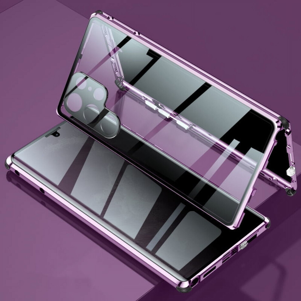 Yxwlkj Anti-Peep Magnetic Adsorption Cell Phone Case For Compatible With Samsung Galaxy S22 Ultra, Purple 9048212972457