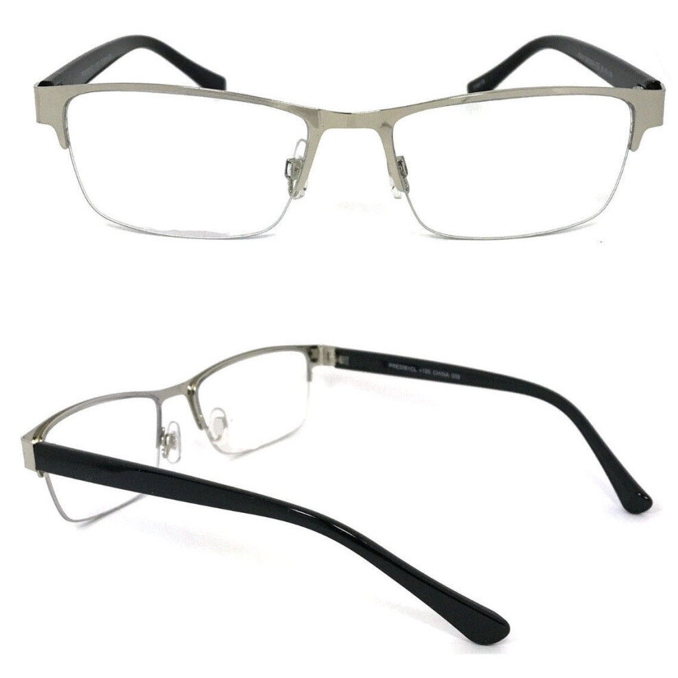 1 Pair Metal Rectangular No Line Progressive Trifocal Clear Lens Reading Glasses - Better Then Bi-Focal bifocal Reader