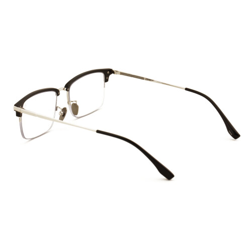 Men Aluminum Optical Frame Rectangular Reading Glasses with Titanium Temple Half Rimless144MM Ti04 +3.50 2