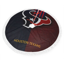 Jupe de sapin de Noël à franges en peluche des Texans, compatible avec les décorations NFL, 76 x 91 x 122 cm, installation facile, couleurs vives
