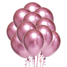 50 st 10 tum latex tjocklekbara ballonger metallicfärgade festprydnader (rosa)