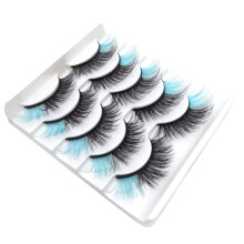 Blaxill5Pairs Barevné umělé řasy - evropský styl, opakovaně použitelné řasy z chemických vláken pro výrazný oční make-up