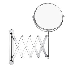 Miroir de courtoisie GARENAS, miroir de maquillage pour bureau, salle de bain, casier, douche, fixation murale, pliable, double extension (argent)