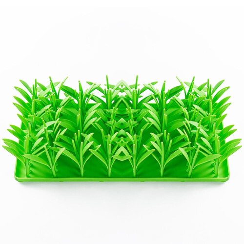 Tapete de silicone imitando grama para gatos, tapete de silicone para cães e gatos explorarem e cheirarem grama (6x5 polegadas).