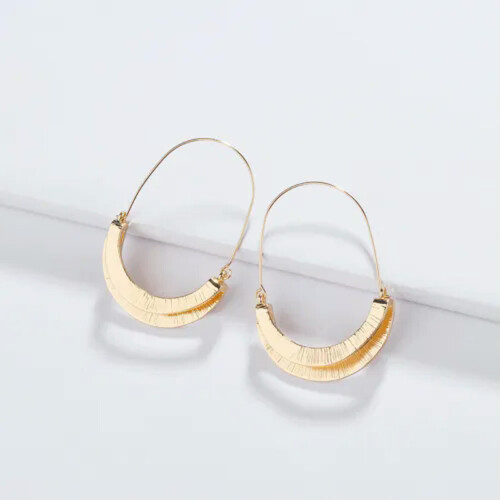 RSAMD Metal Halvmåne Hoop Øreringe Kvinder Bueformede Statement Hoops-E4453-Guld