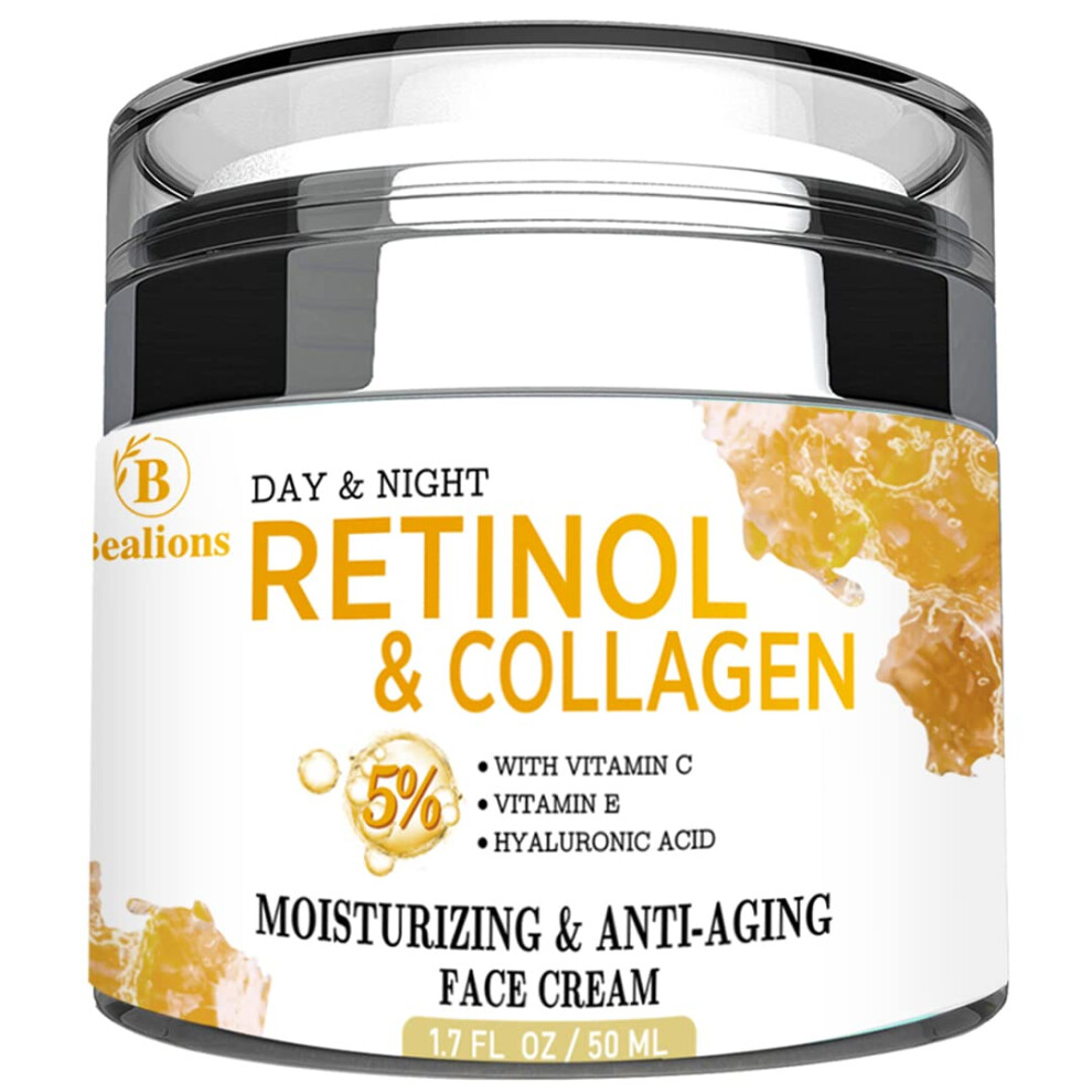 Cream Retinol With Collagen And Hyaluronic Acid, Anti Aging Face Moisturizer With Vitamin C E, 1.7Oz