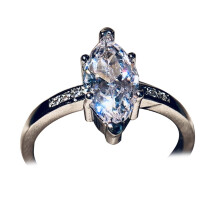 Anello da sposa con strass taglio marquise e glitter per fidanzamento e matrimonio.